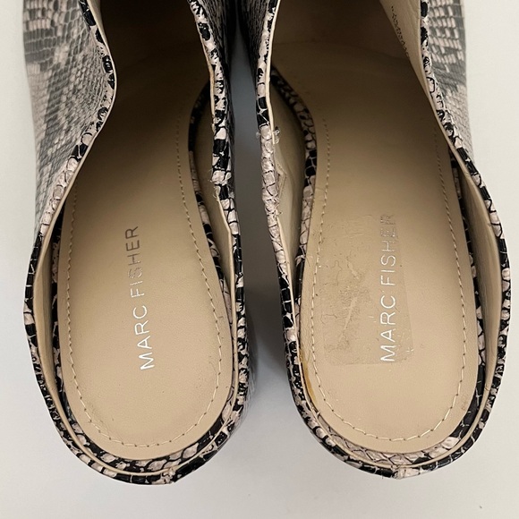Marc Fisher Ragni Snakeskin Leather Pointed Toe Heeled Mules Women’s Size 11 - Picture 8 of 12